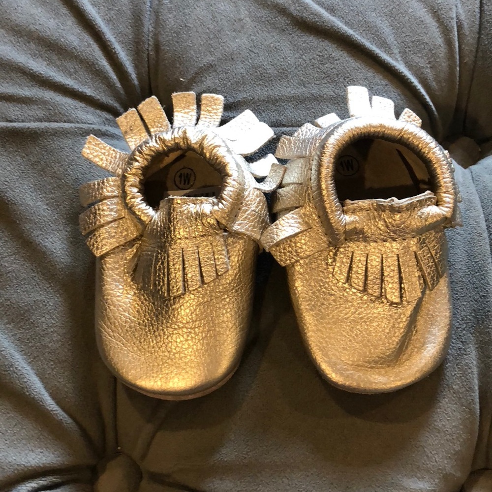 Gold baby moccasins